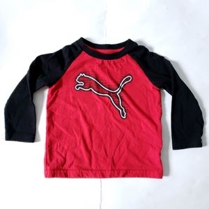 PUMA Baseball Tee Raglan Sleeves Black Red